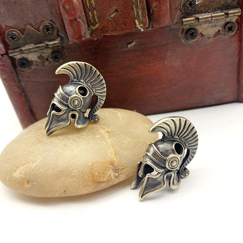 Brass Spartan Helmet Paracord Rope Beads Pendant Outdoor Tool Jewelry Accessory