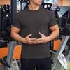 Yousheng Summer Gym Top Round Neck Slim Fit Muscular Men Training T-shirt Short Sleeves Stretchy Slim Fit Jogging Exercise Tee