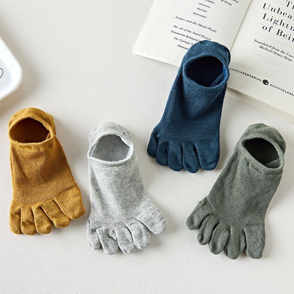 Soft Solid Color Simple Clothing Accessories Five Toes Socks Men Hosiery Cotton Socks Short Socks