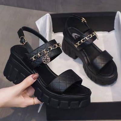 Maogu/летняя мода, повседневная женская обувь в римском стиле на толстой подошве, противоскользящая женская обувь с пряжкой, женские сандалии на платформе и танкетке с цепочкой