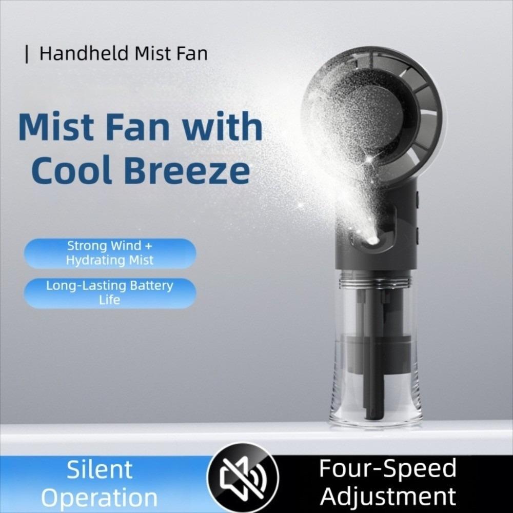 USB Rechargeable Portable Handheld Misting Fan Low Noise Operation Long-Lasting Battery Mini Spray Fan Lightweight Compact