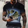 Wild Fishing 3D Printing Men's Round Neck T-shirt, Essential Clothing For Friends Of Fishing, Street Casual Oversize S-5XL