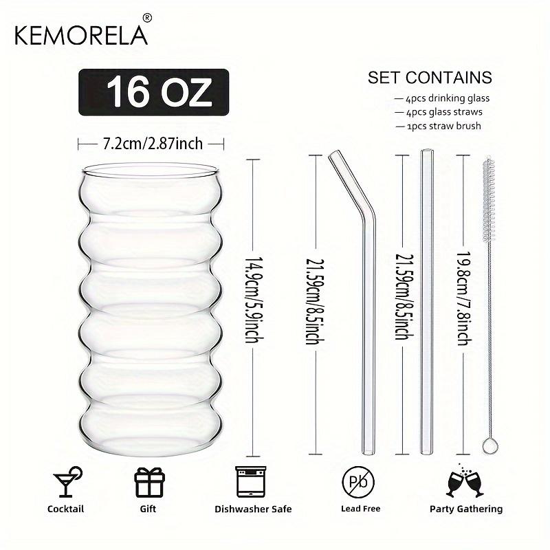 500 мл 1/2/4 шт. Стаканы для напитков волнообразной формы с соломинками, винтажные стеклянные чашки, стаканы с рифленым узором для вина, шампанского, коктейлей
