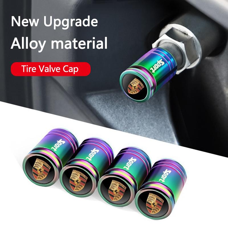 4Pcs Metal Car Wheel Tire Air Valve Caps Stem Cover For Porsche Panamera Cayenne Taycan 911 718 Macan Carrera-GT 928 944 968 944
