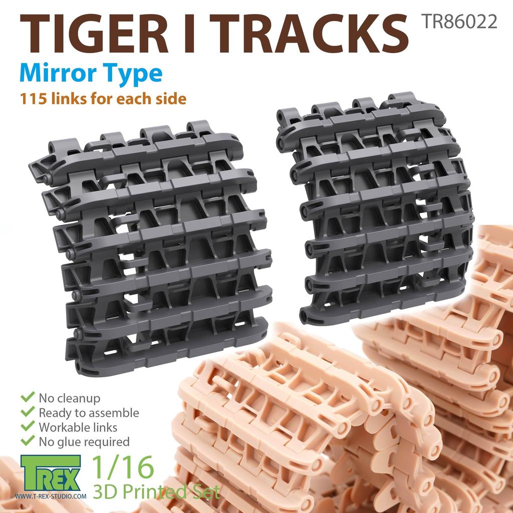 Studio WW2 German Tiger I Heavy Tank Movable Track Very Early Mirror Type Plastic Model Parts TR86022 T-Rex 1/16 (Tank)