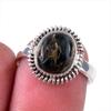 Натуральный Черный Медный Бирюзовый Драгоценный Камень 925 Проба Стерлинговое Серебро Кольцо Р.6 p4A89