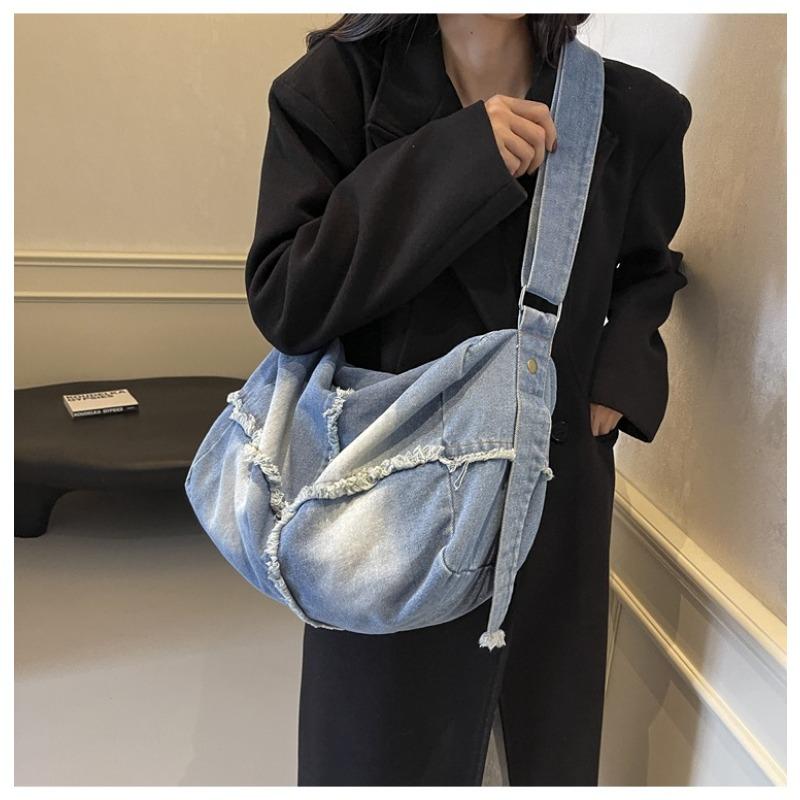 Большая джинсовая сумка-подушка Женская 2025 Новая Ретро Повседневная Сумка-тоут