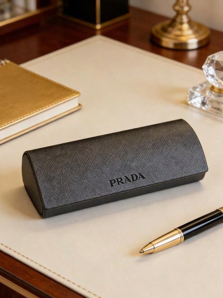 Prada Жесткий футляр для очков из черной ПУ-кожи