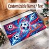 Soccer Theme Soft Crystal Velvet Rug Custom Name & Text Print Non Slip Floor Rug for Bedroom Living Room