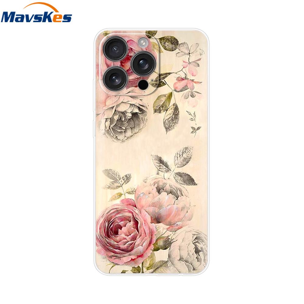 For iPhone 16 Pro Max Case Shockproof Silicone Bumper For Apple iPhone 16 Pro Max Plus Cover Soft TPU Phone Protector Shell Para