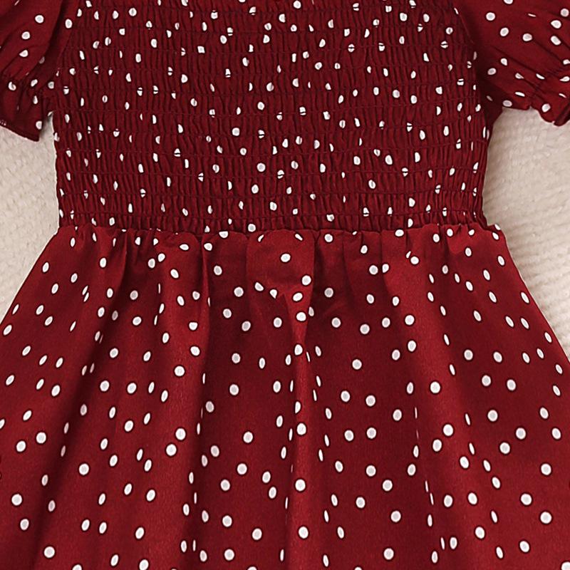 Одежда для девочек 7-12 лет Летние платья Винтажные платья принцессы в горошек с коротким рукавом Платья принцессы для больших детей Платья для вечеринок