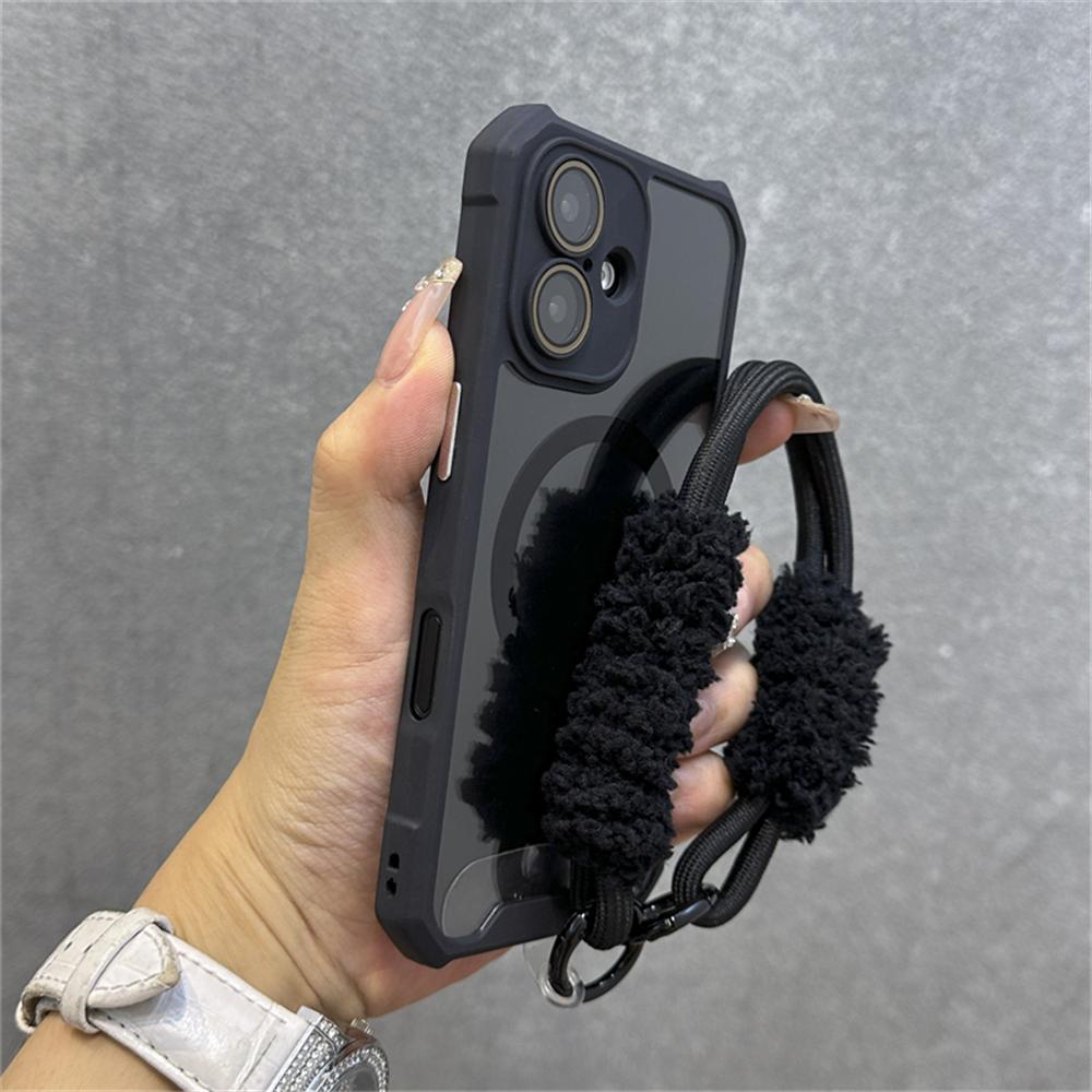 Противоударный магнитный чехол-ремешок для беспроводной зарядки Magsafe для iPhone 16 11 12 13 14 15 Pro Max Plus, прозрачный чехол