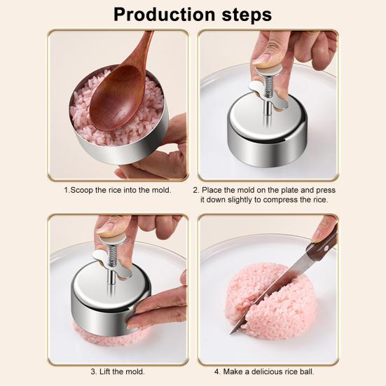 Форма для онигири из нержавеющей стали, устройство для приготовления рисовых шариков для суши, круглая, в форме звезды, цветка, для бенто, пресс для риса, кухонный инструмент, безопасный для пищевых продуктов, для пирогов, котлет, салатов