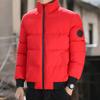 Men Down Jacket Stand Collar Long Sleeve Zipper Closure Jacket Elastic Hem Solid