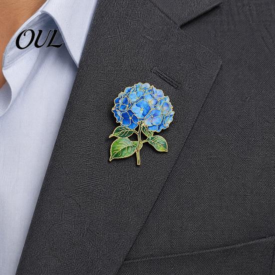 Fade-resistant Brooch Pin, Enamel Hydrangea Shape Lapel Polished Edges Backpack Flower Decorative Badge for Coat Collars Scarves Canvas Bags Colorful