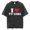 Стирка Винтажные Футболки TV Girl Кто На самом Деле Заботится Футболка Любители Рок Футболка Мужчины Женщины Классический Ретро Инди Рок Оверсайз Футболка