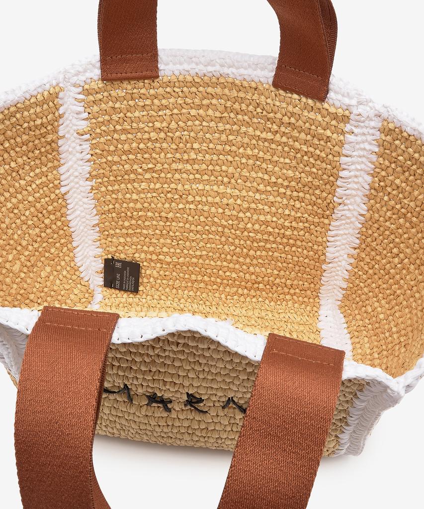 Marni Small Raffia Shopper Tote Bag - Natural:White:Rust / Shmp0121L0P6769Zo761