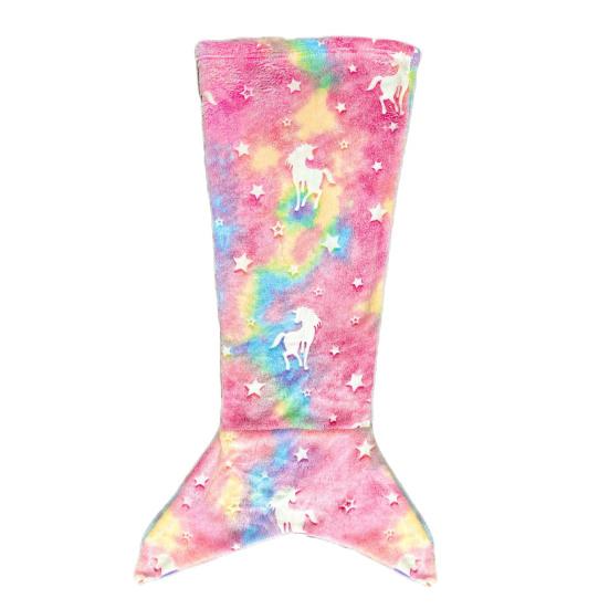 Mermaid Tail Blanket Wear Resistant Friendly To Skin Breathable Luminous Design Plush Flannel Fleece Blanket Toddler Mermaid Toy