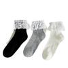 Retro Ballet-style Summer Pure Lace Fringed Pile Socks for Women, Thin Combed Cotton Versatile Short Socks
