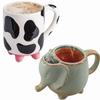 Ceramics Udderly Cow Mug with Non-Skid Feet, 15oz Dairy Cow Coffee Mug Hand Painted Ceramic Cups Gifts Use For Milk Coffee Drink