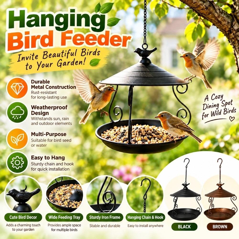 Outdoor Hanging Metal Bird Feeder Weather Resistant Hanging Bird Bath Bird Feeder Bowl Wild Birds