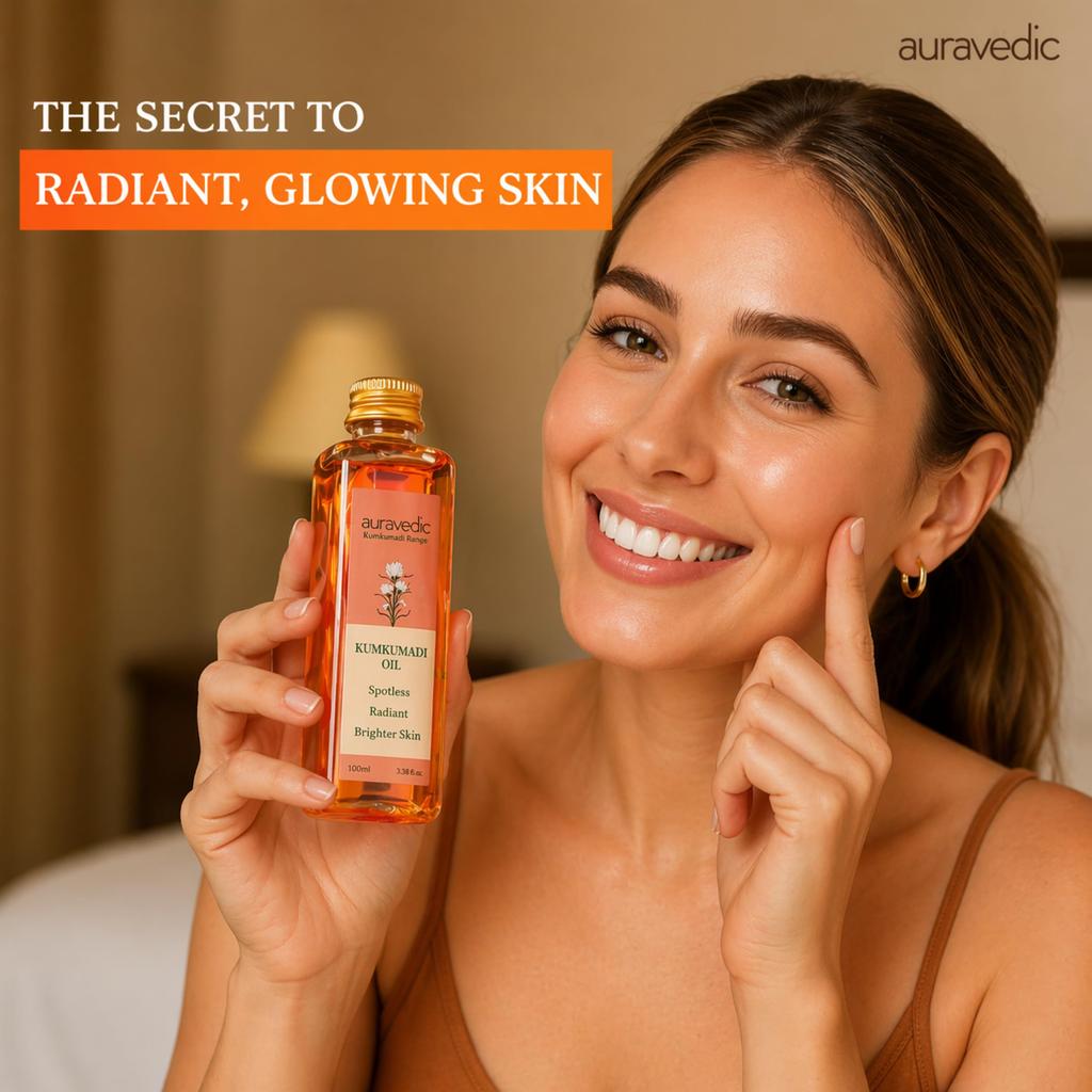 Auravedic Kumkumadi Oil For Face 100 Ml, Kumkumadi Tailam Face Oil For Glowing Skin, Dark Spot Corrector Face Serum