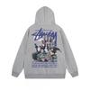 Mens Hooded Zip-Up Sweatshirt With Letter Print Loose Fit Cotton Pullover Winter Daily Wear