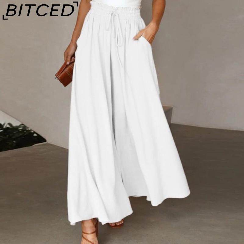 BITCED Women's Fashion Casual Solid Color Print Pants & Capris