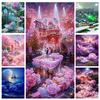 Алмазная картина романтический розовый цветок дом замок пейзаж Алмазная мозаика вышивка стразами DIY принцесса Декор для спальни S403