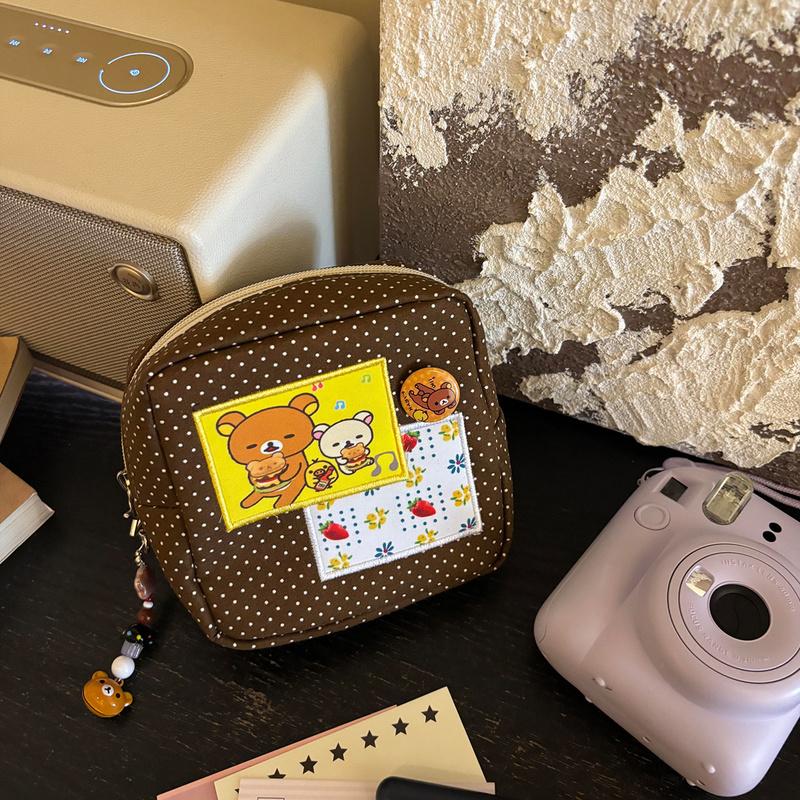 Косметичка Rilakkuma с мишкой-волной, женская, новая, портативная, для мелочей, дорожная, большой вместимости, сумка для хранения polaroid