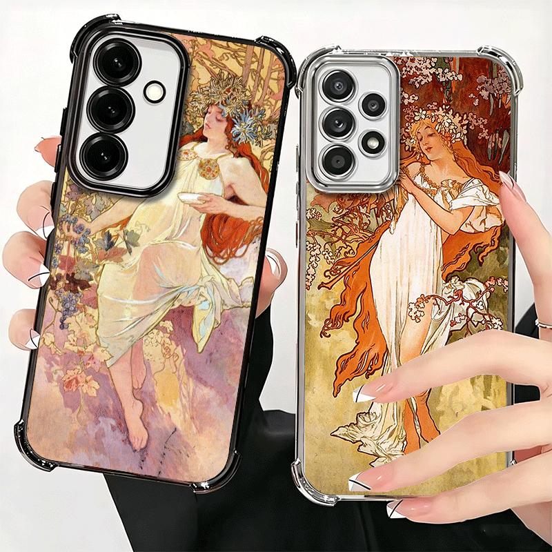 Винтажный чехол для телефона с покрытием Альфонс Муха Primavera для Samsung A17 A07 A37 A57 A16 A56 A15 A55 A14 A54 A13 A53 A26 A36 A25 A35 A2