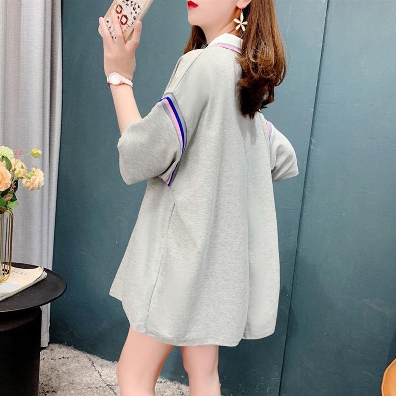 Женская футболка с короткими рукавами и мелким принтом, летняя свободная рубашка поло с лацканами