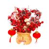 2025 Spring Festival New Year Fortune Bucket: Fu Character Ornament with Artificial Red Fruit and Flowers