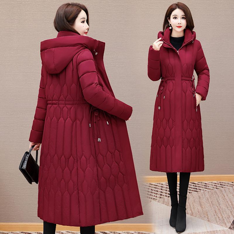 Middle-aged down cotton women's new winter mother's thickened cotton-padded jacket women's long fat plus size cotton-padded jacket