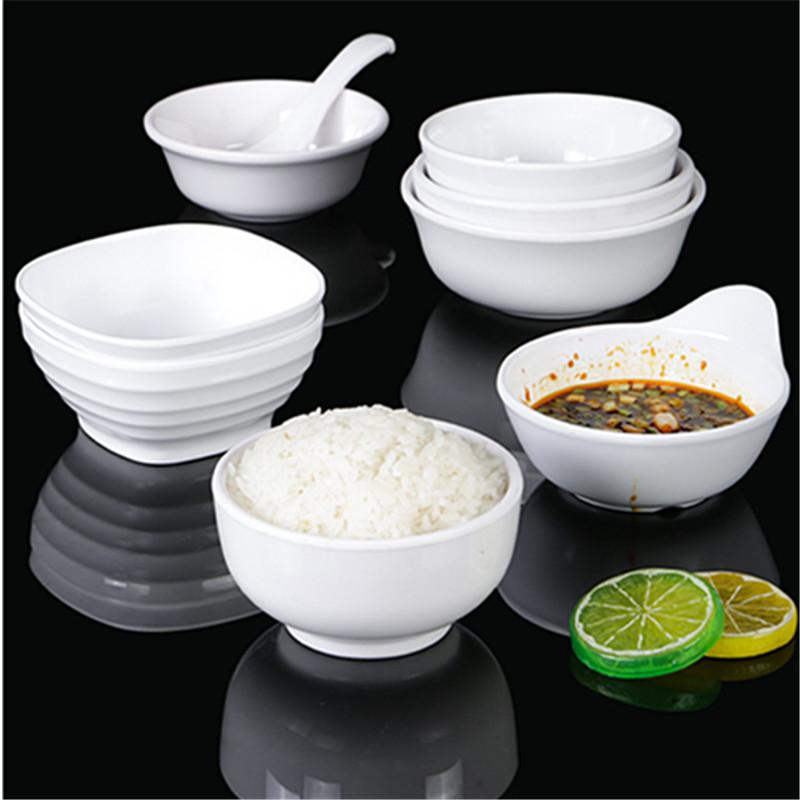 White Melamine Bowls Restaurant Small Rice Soup Sauce Bowl Dinner Dish Hot Pot Seasoning Container Anti-fall kitchen Tableware