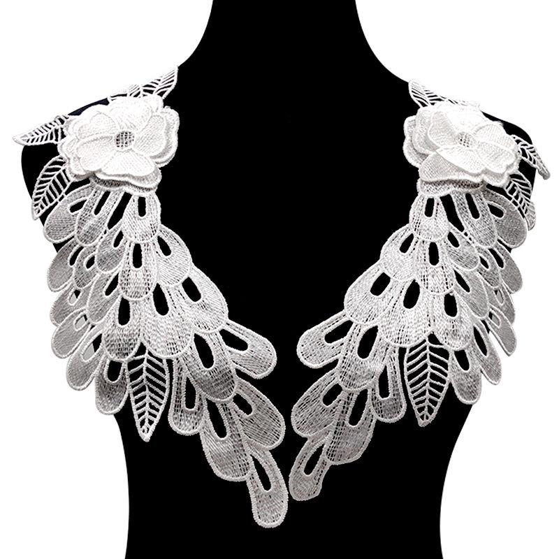 Кружевной воротник, растворимый в воде, вышитый корсаж из полиэфирного шелка, трехмерная полая пара, переводная картинка, крылья, аксессуары для DIY