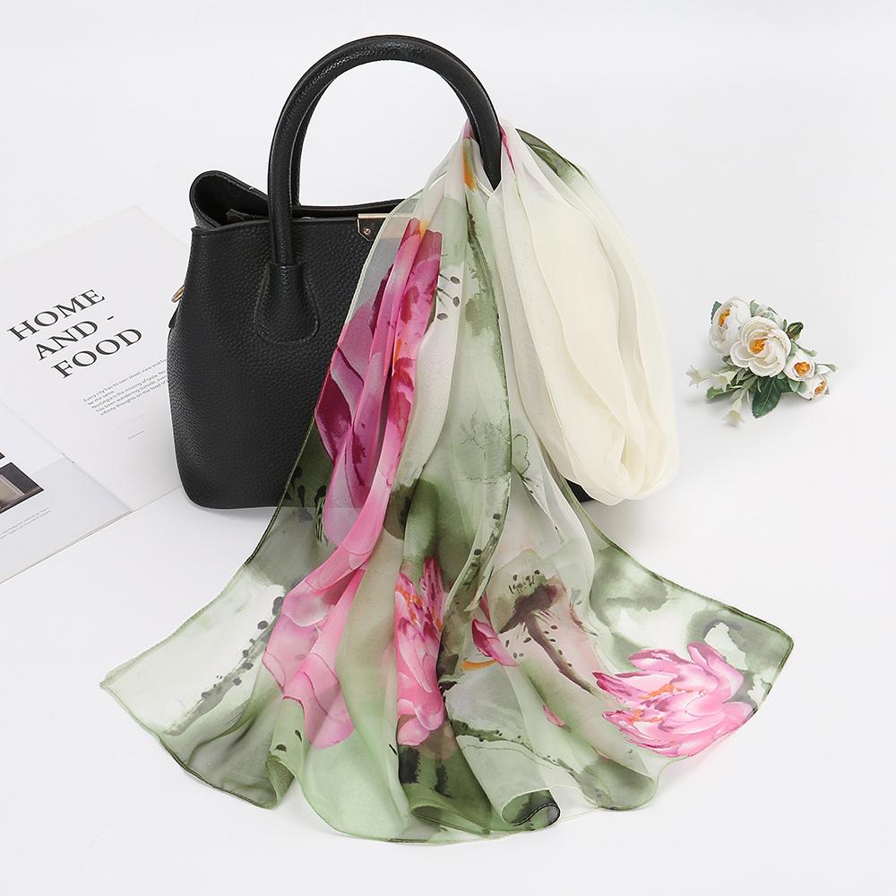 Длинный шарф-жоржет с цветочным принтом для женщин, мусульманская шаль, солнцезащитная накидка, женская пляжная повязка на голову 160*50 см