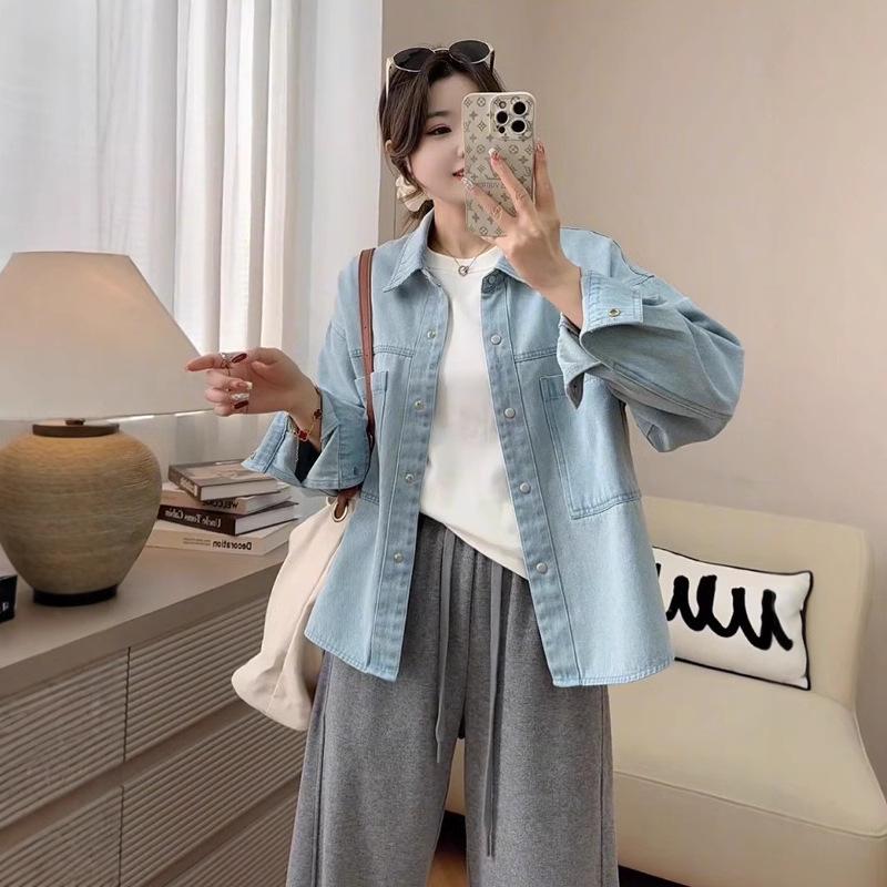 2025 New Hong Kong-Style Women's Denim Shirt Jacket: Casual Spring Loose Fit