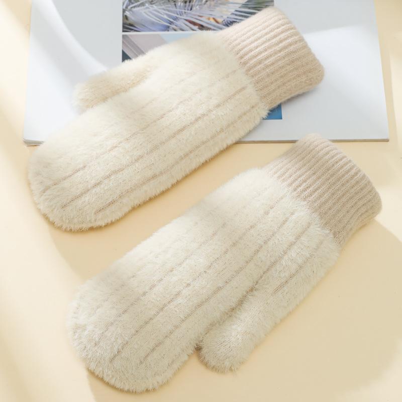 Gloves Female Winter Cute Student Thickened Couple Male Plush Cycling Cold Warm Full Finger Gloves
