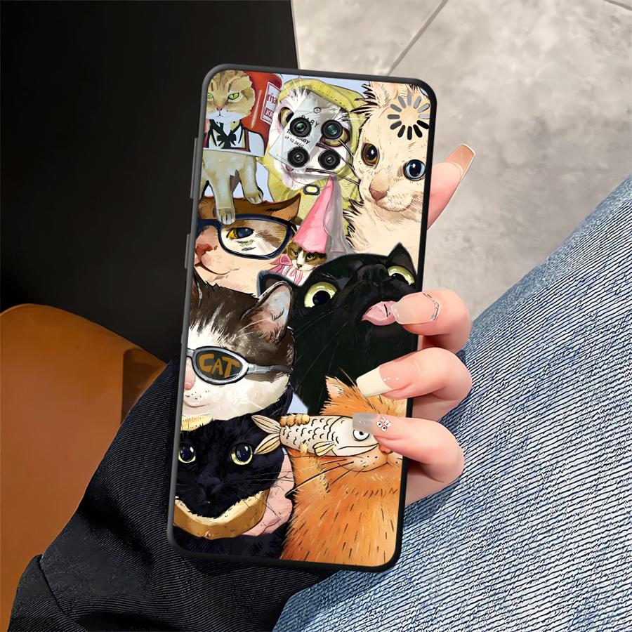 Чехол для телефона для Xiaomi Redmi Note 14 A3 14C 10 12C 13C 13 Pro Plus K80 A1 A4 A5 9 8 7 12 11 K40 A1 A2 Мультяшный кот