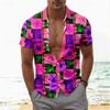 Мужская рубашка с 3D-розовым принтом цветов персика, рубашка на пуговицах, повседневная рубашка, летняя рубашка с короткими рукавами, повседневная одежда для отпуска