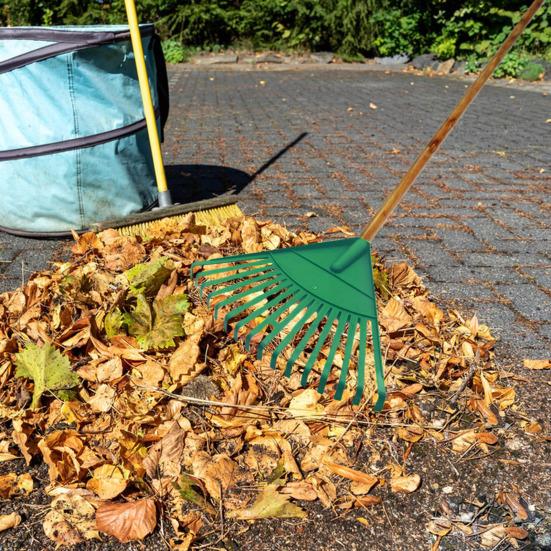 Садовые грабли для соломы с 16 зубьями, широкая насадка для граблей, простая в установке, насадка для газонов, опавшие листья, мертвая трава