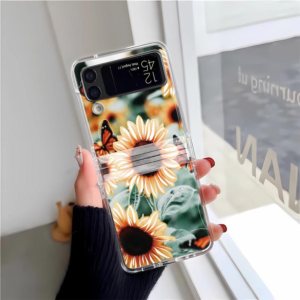 Чехол для телефона 'Стрекоза на цветке' для Samsung Z Flip 3 4 5 6 F711 Чехлы Funda для Samsung Z FLIP 3 4 5 6 Чехол-бампер Funda Coque