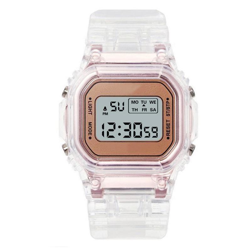 Новые модные повседневные прозрачные светодиодные цифровые часы, квадратные мужские и женские часы, спортивные водонепроницаемые электронные часы, детские наручные часы