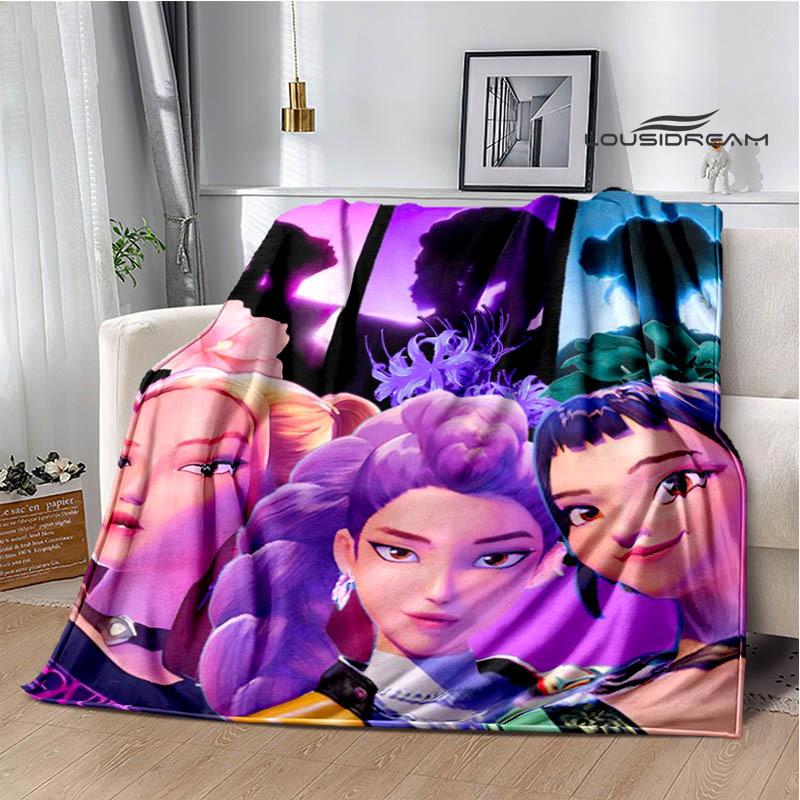 KPop Demon Hunters Cartoon printed blanket Picnic blanket Warm Flannel blankets Home bed linings blankets for beds Birthday Gift