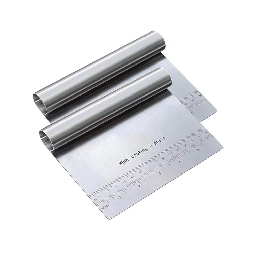 Скребок для теста и печенья из нержавеющей стали, резак для пиццы, измельчитель с мерной шкалой, универсальный нож для сепаратора хлеба для торта, весы