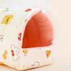 Thickened Quilted Warm Shelter Hamster Bed, Cartoon Print Cozy Hideout, Winter Cave Comfortable Hideaway for Hamsters Small Animal Cage Accessories