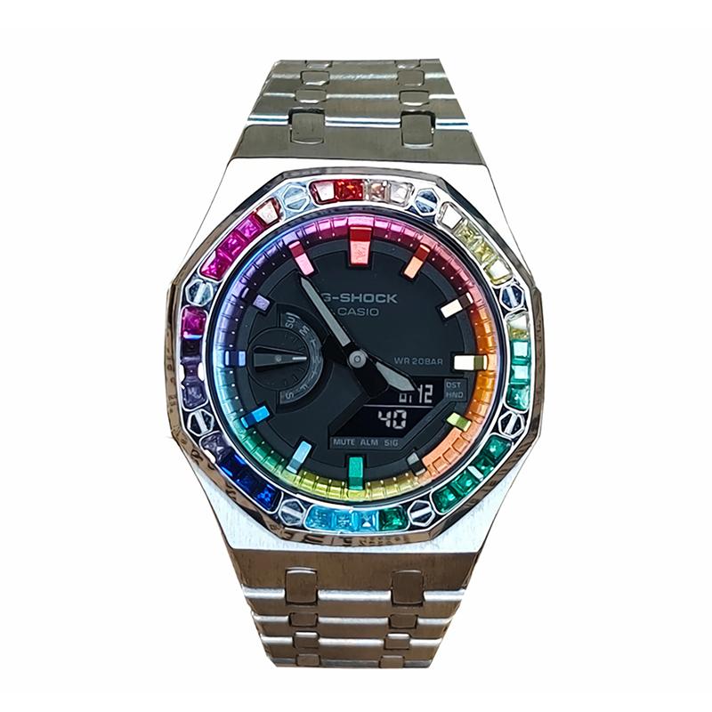 Casio Унисекс Часы с Жидкокристаллическим и Аналоговым Двойным Дисплеем Серия 44 мм Черные GA-2100-1A1(Watch3--)