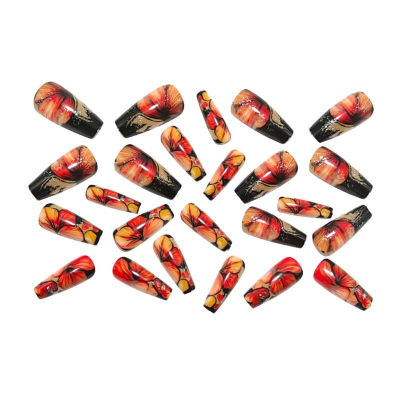 Wearable Nail Medium Long Ballet Shape Nail Art Patch Sweet Cool Hot Girl Flower Nail Art Patch Removable And Wearable