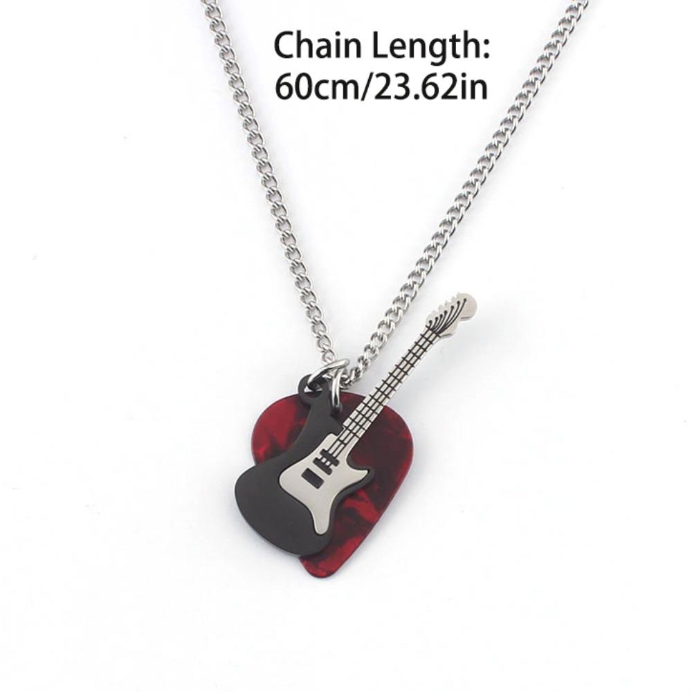 Hip-hop Guitar Pick Pendant Necklace Punk Electric Guitar Sweater Chain Guitar Chain Choker Unisex